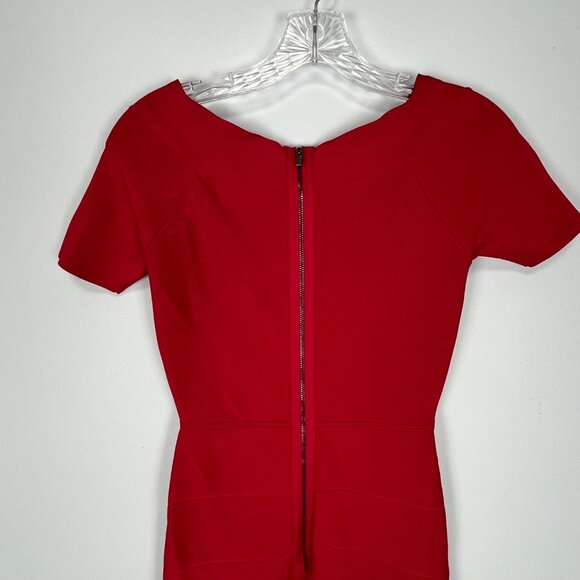 BCBGMaxAzria Womens Kisha Off Shoulder Bandage Dress Sangria Red Bodycon size S - Picture 6 of 13